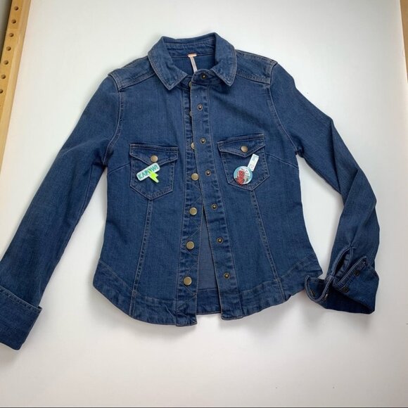 𝅺Free  People Denim Jean Shirt/Jacket - Picture 6 of 10